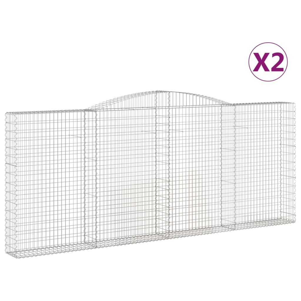 Paniers à gabions arqués 2 pcs 400x30x160/180 cm Fer galvanisé