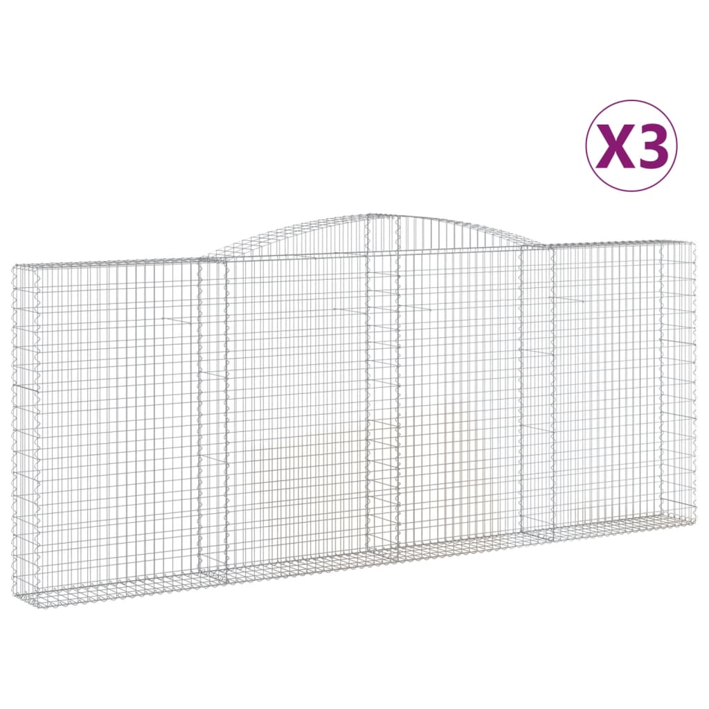 Paniers à gabions arqués 3 pcs 400x30x160/180 cm Fer galvanisé