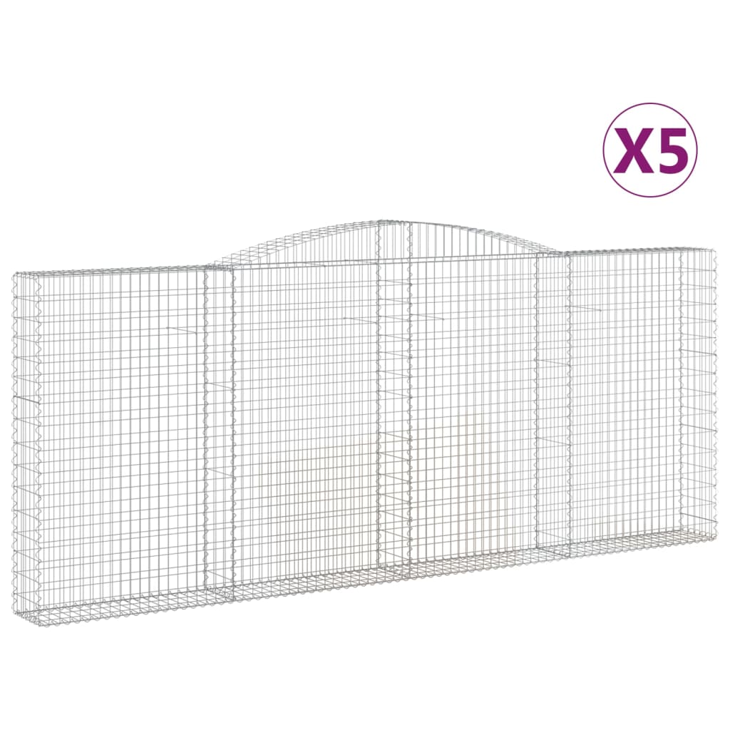 Paniers à gabions arqués 5 pcs 400x30x160/180 cm Fer galvanisé