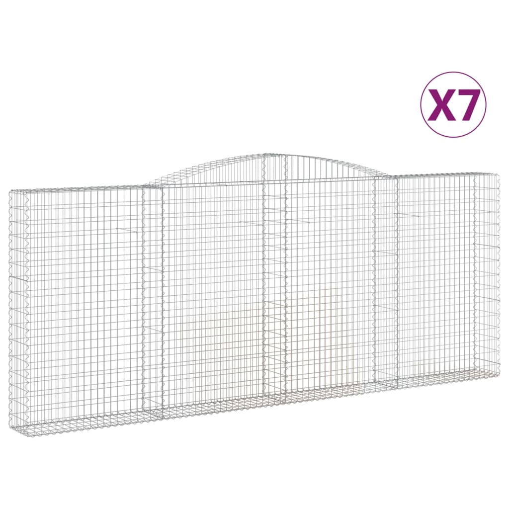 Paniers à gabions arqués 7 pcs 400x30x160/180 cm Fer galvanisé