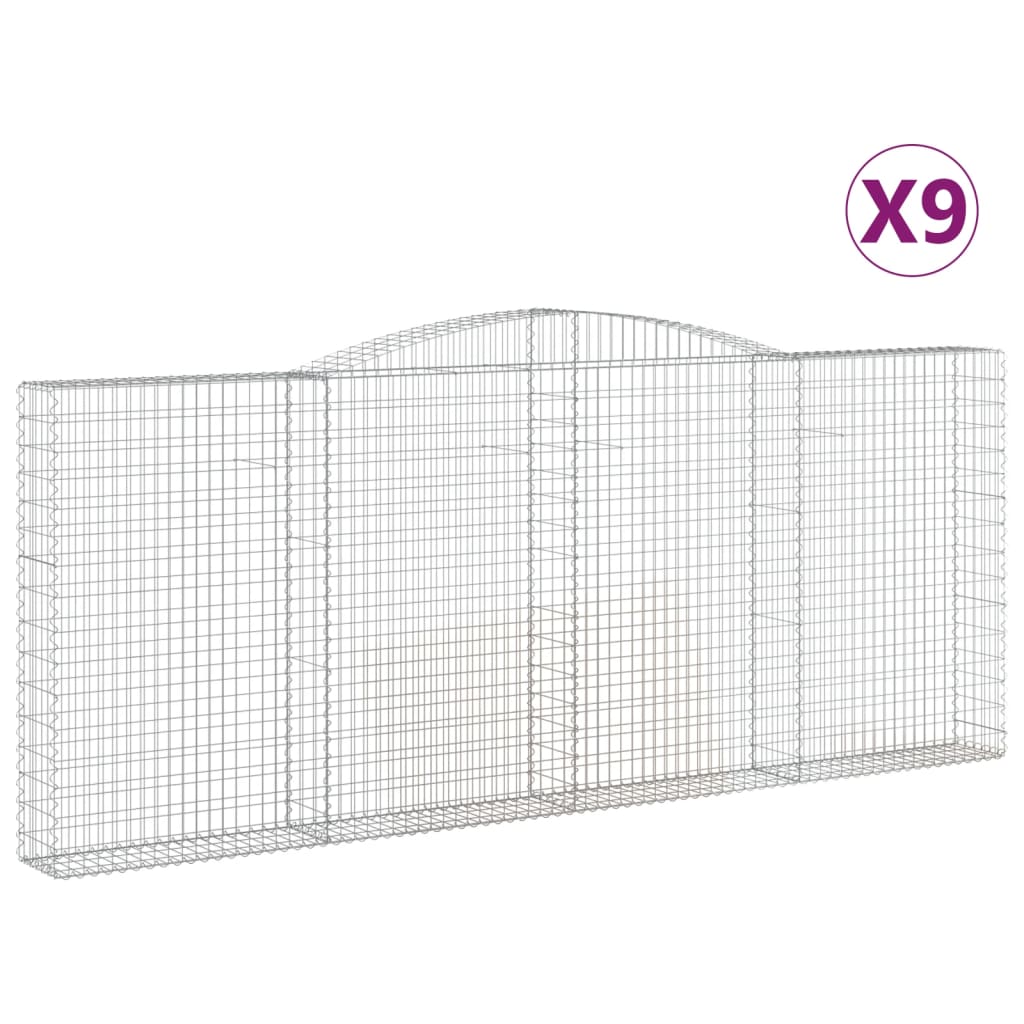 Paniers à gabions arqués 9 pcs 400x30x160/180 cm Fer galvanisé