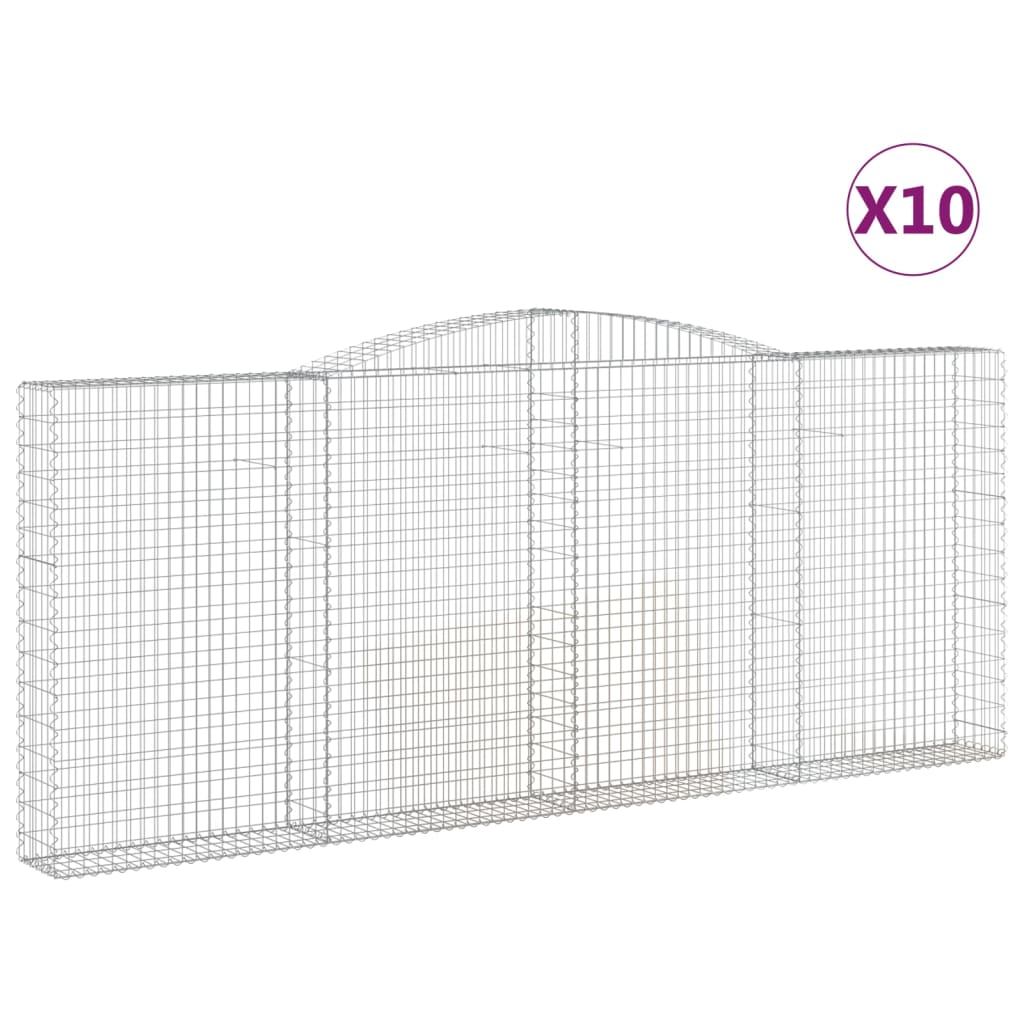 Paniers à gabions arqués 10 pcs 400x30x160/180 cm Fer galvanisé