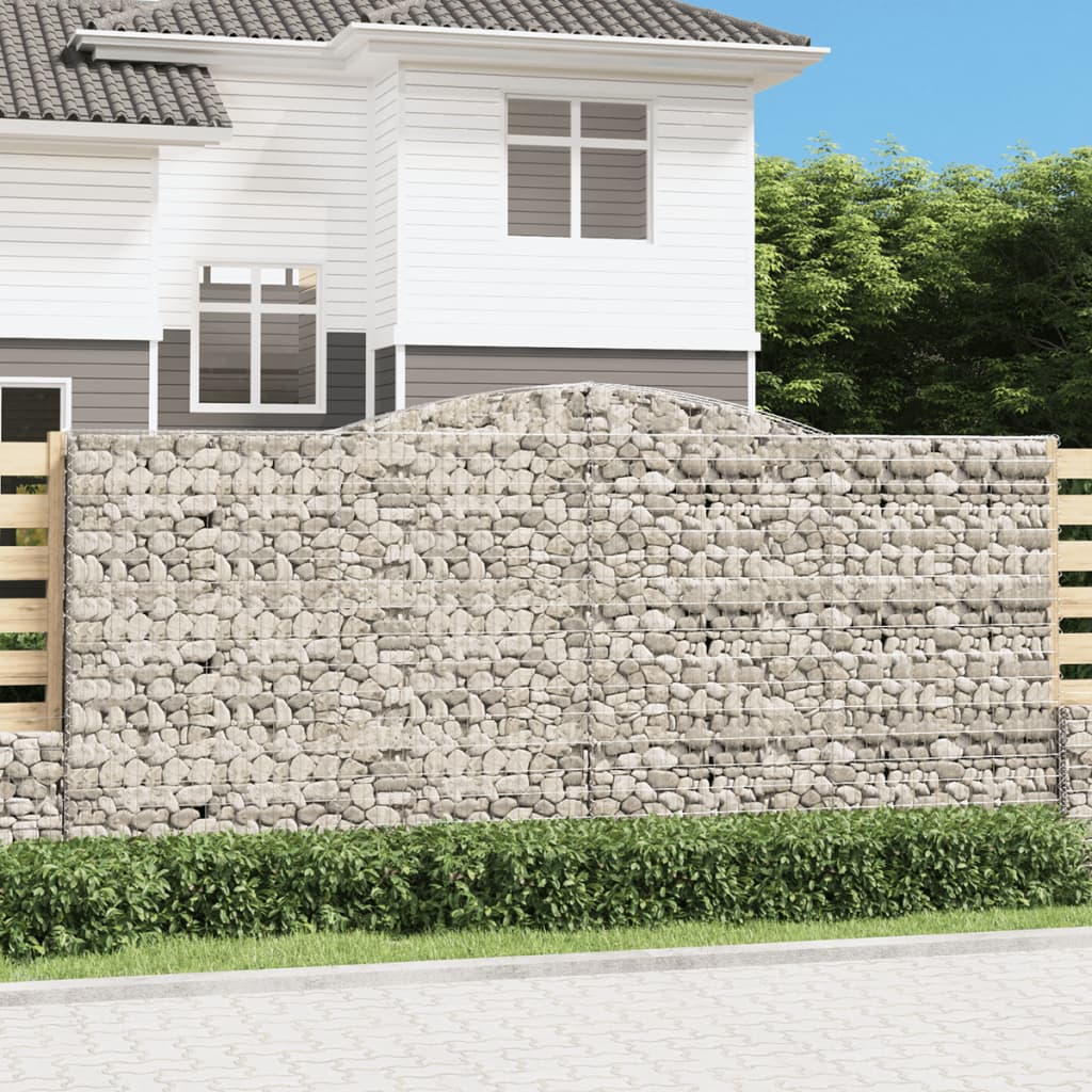 Paniers à gabions arqués 2 pcs 400x30x180/200 cm Fer galvanisé