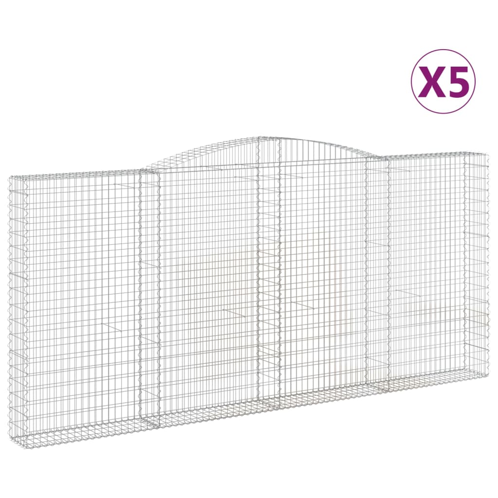 Paniers à gabions arqués 5 pcs 400x30x180/200 cm Fer galvanisé