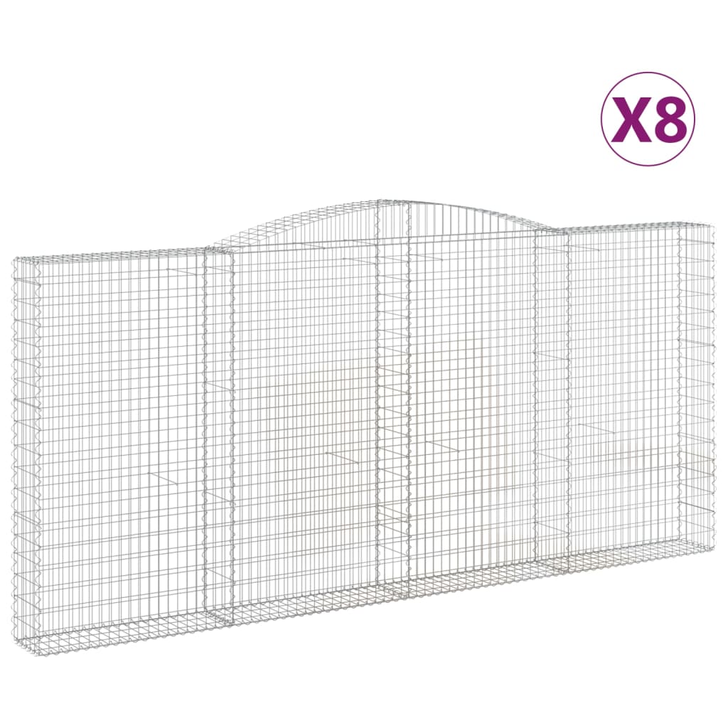 Paniers à gabions arqués 8 pcs 400x30x180/200 cm Fer galvanisé