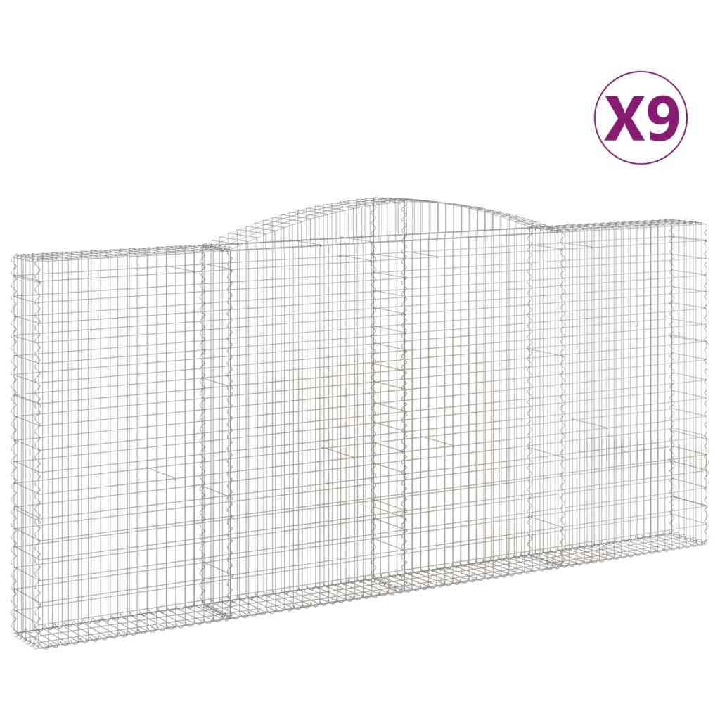 Paniers à gabions arqués 9 pcs 400x30x180/200 cm Fer galvanisé