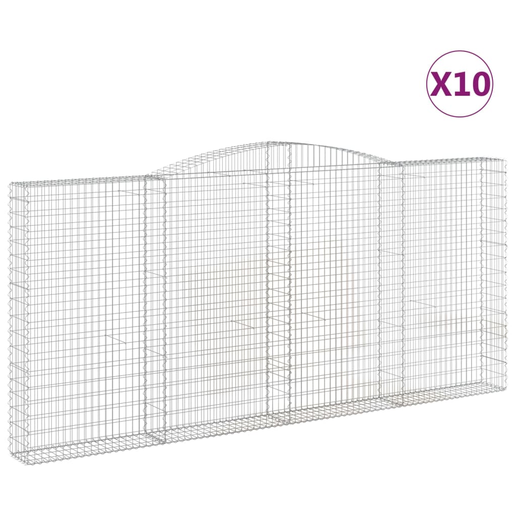 Arched Gabion Baskets 10 pcs 400x30x180/200 cm Galvanized Iron