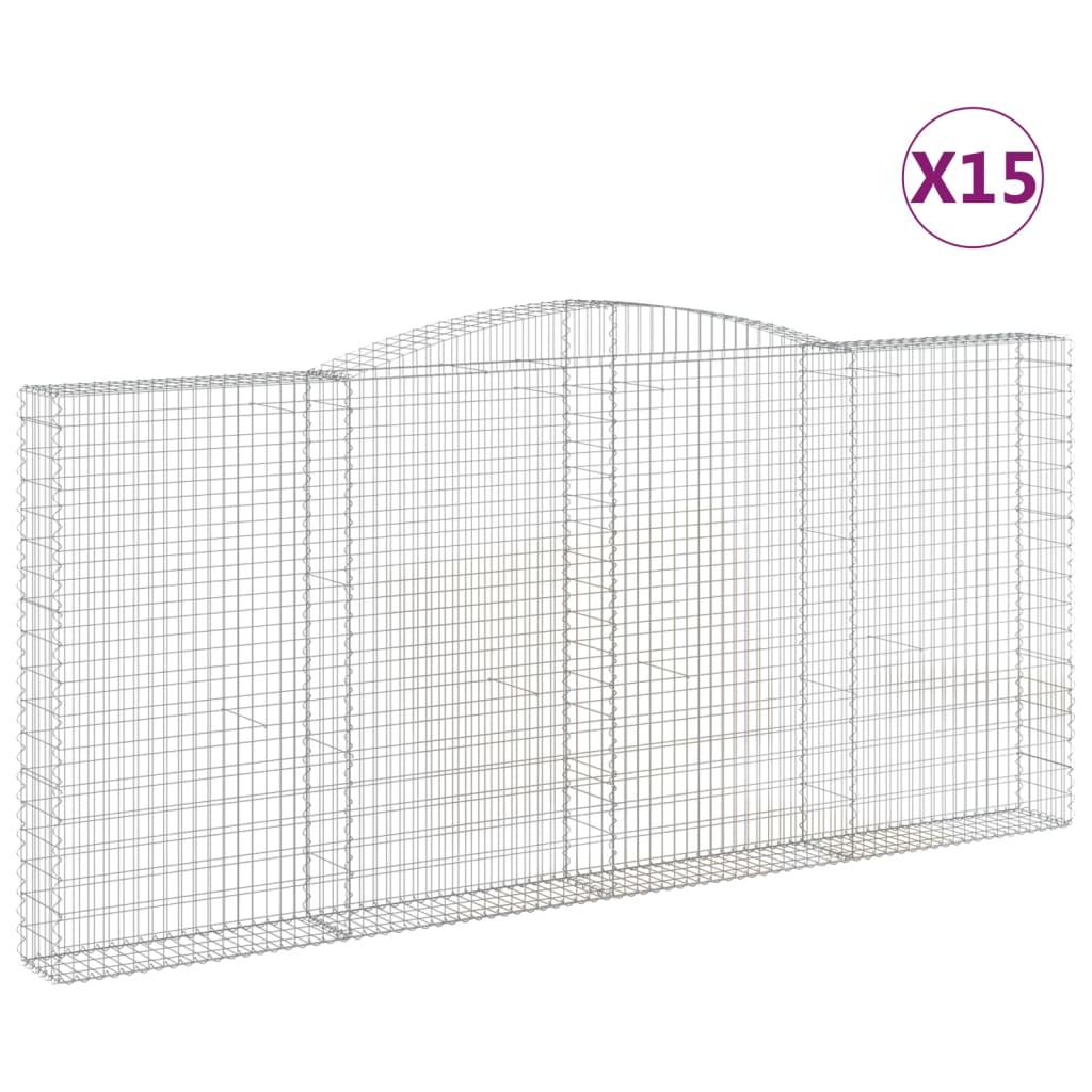 Paniers à gabions arqués 15 pcs 400x30x180/200 cm Fer galvanisé