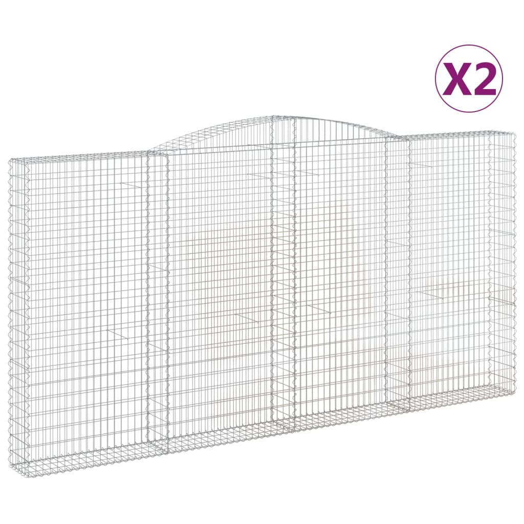 Paniers à gabions arqués 2 pcs 400x30x200/220 cm Fer galvanisé