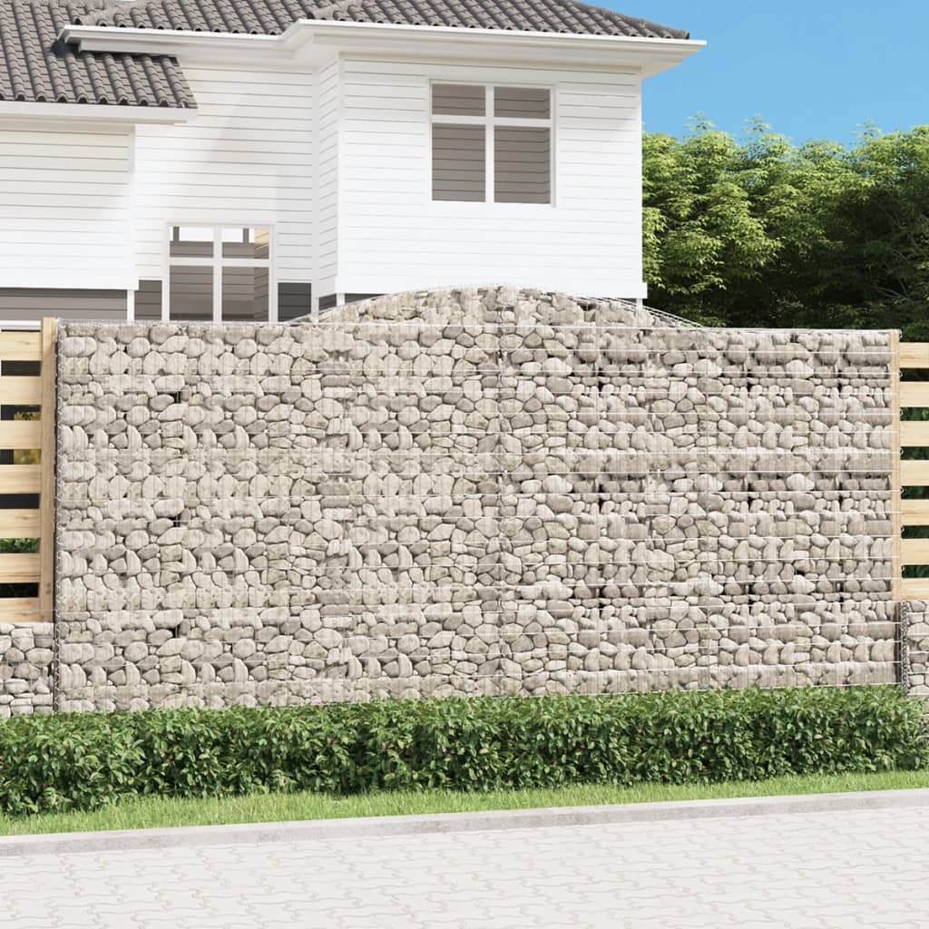 Paniers à gabions arqués 2 pcs 400x30x200/220 cm Fer galvanisé