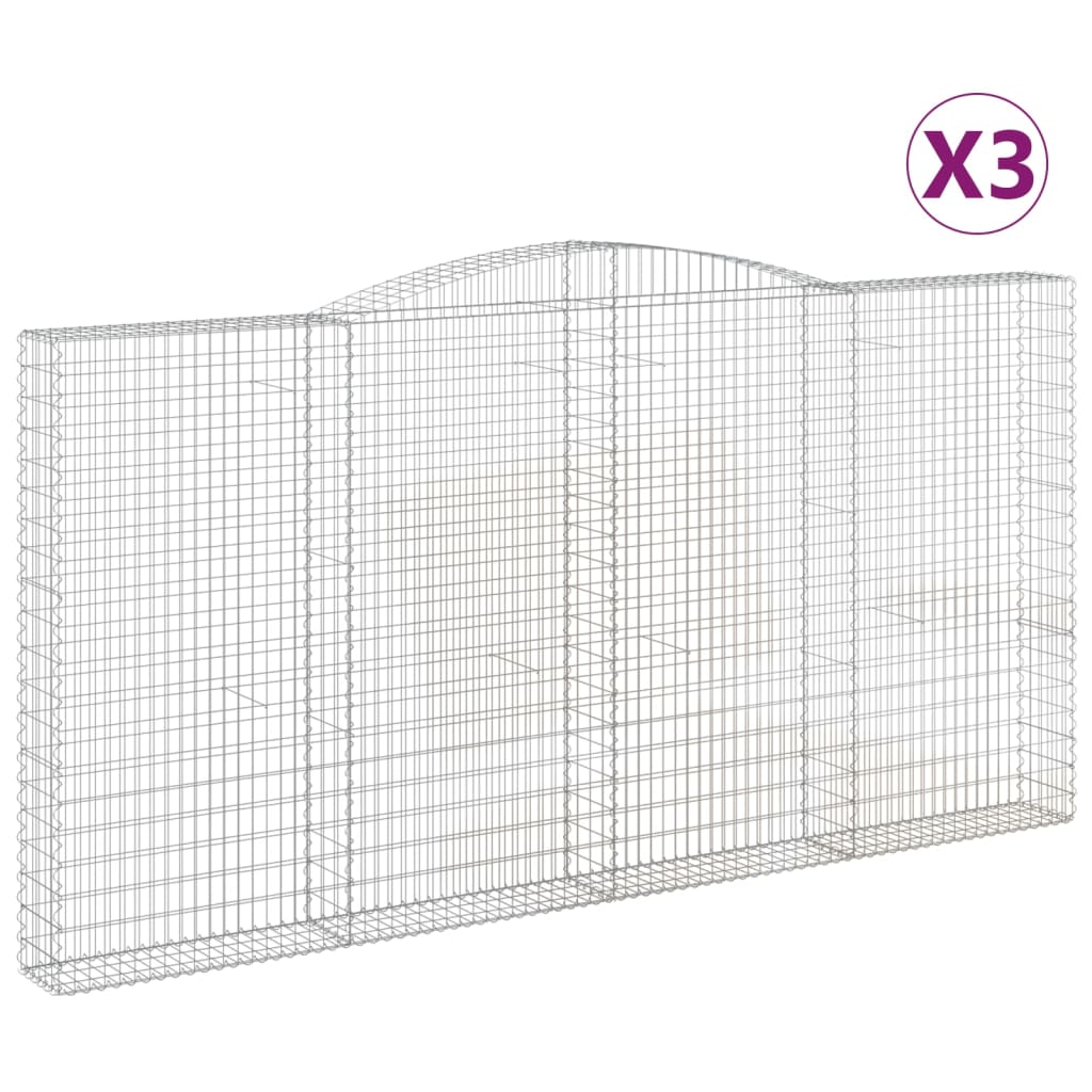 Paniers à gabions arqués 3 pcs 400x30x200/220 cm Fer galvanisé