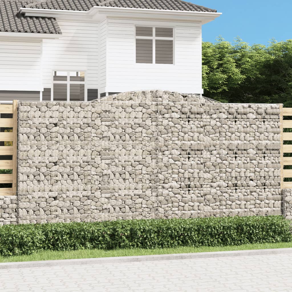 Paniers à gabions arqués 4 pcs 400x30x200/220 cm Fer galvanisé