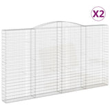 Paniers à gabions arqués 2 pcs 400x30x220/240 cm Fer galvanisé