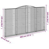 Arched Gabion Baskets 5 pcs 400x30x220/240 cm Galvanized Iron