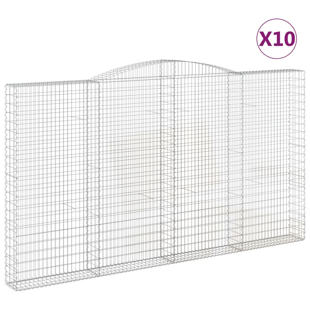 Paniers à gabions arqués 10 pcs 400x30x220/240 cm Fer galvanisé