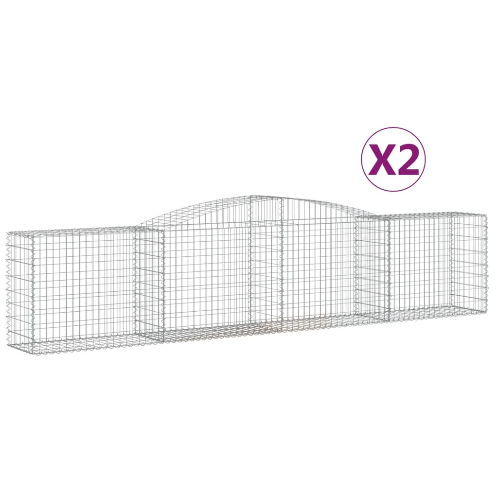 Paniers à gabions arqués 2 pcs 400x50x80/100 cm Fer galvanisé