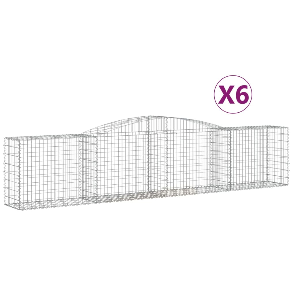 Paniers à gabions arqués 6 pcs 400x50x80/100 cm Fer galvanisé