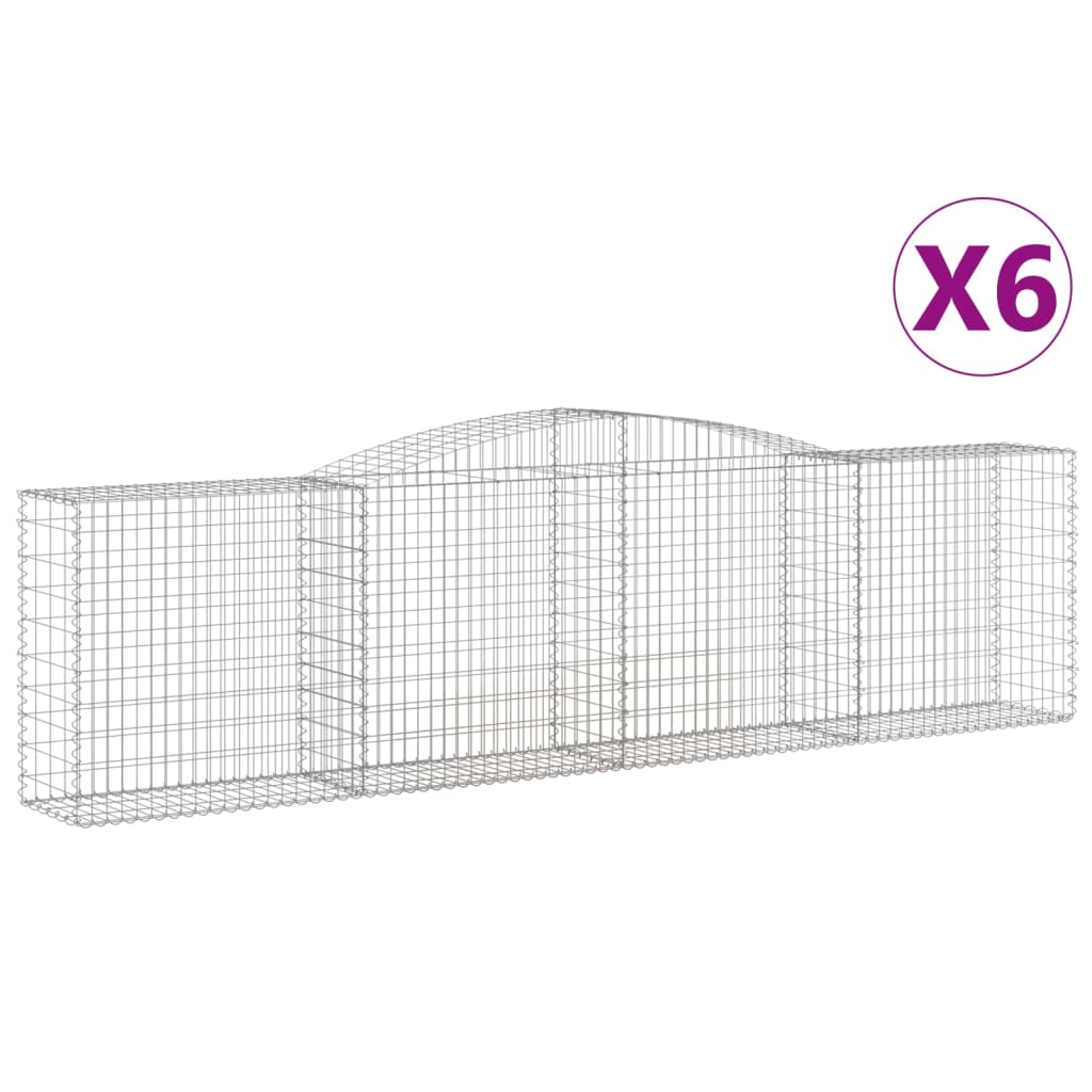 Paniers à gabions arqués 6 pcs 400x50x100/120 cm Fer galvanisé