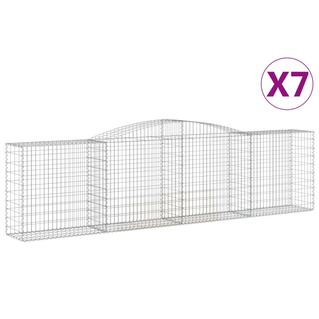 Paniers à gabions arqués 7 pcs 400x50x100/120 cm Fer galvanisé