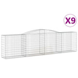 Paniers à gabions arqués 9 pcs 400x50x100/120 cm Fer galvanisé