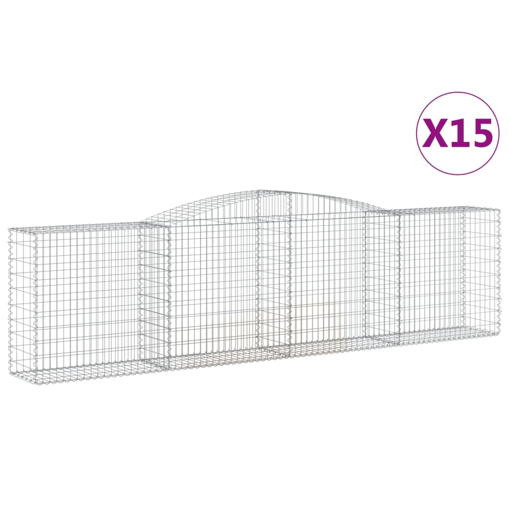 Paniers à gabions arqués 15 pcs 400x50x100/120 cm Fer galvanisé