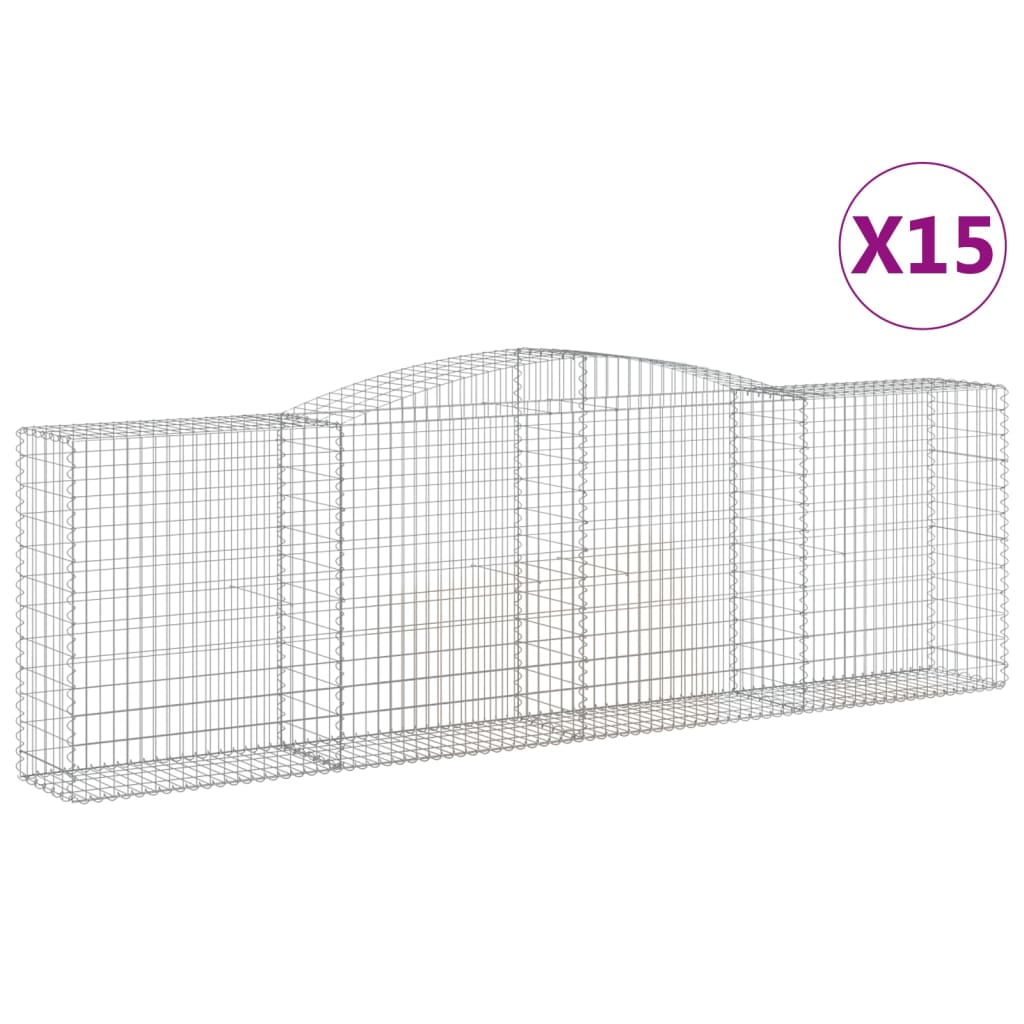 Paniers à gabions arqués 15 pcs 400x50x120/140 cm Fer galvanisé