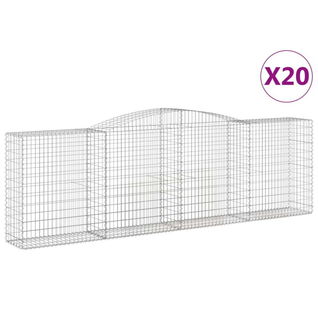 Paniers à gabions arqués 20 pcs 400x50x120/140 cm Fer galvanisé