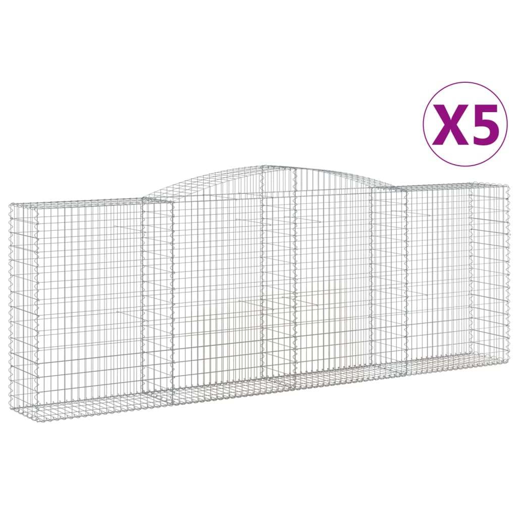 Paniers à gabions arqués 5 pcs 400x50x140/160 cm Fer galvanisé