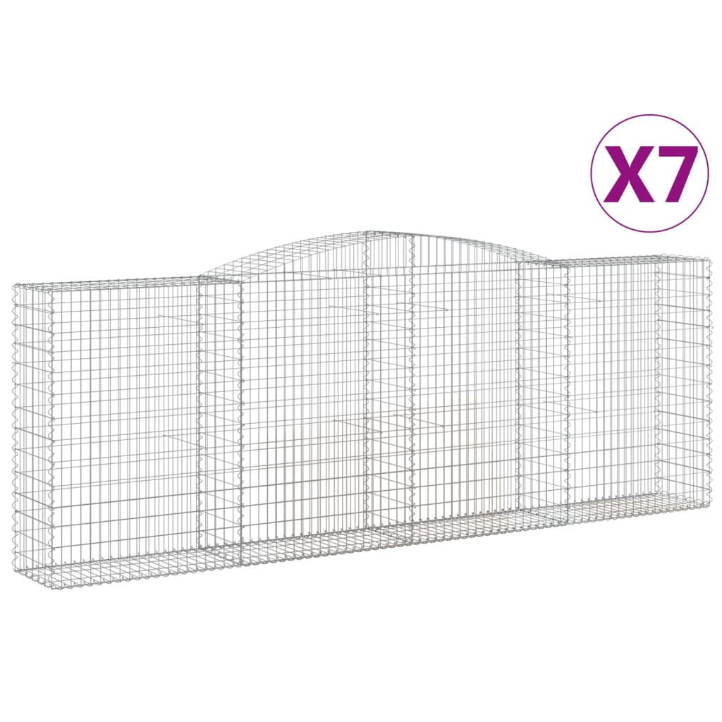 Paniers à gabions arqués 7 pcs 400x50x140/160 cm Fer galvanisé