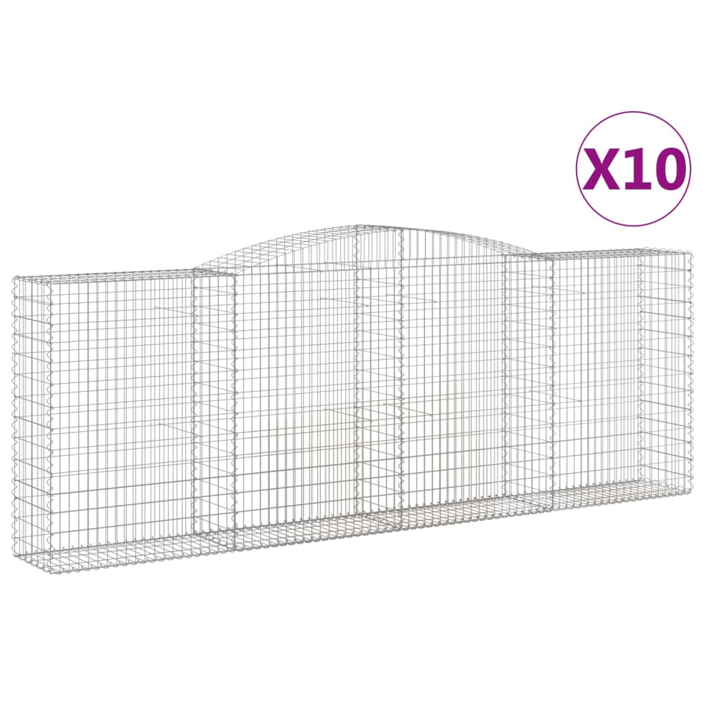 Paniers à gabions arqués 10 pcs 400x50x140/160 cm Fer galvanisé