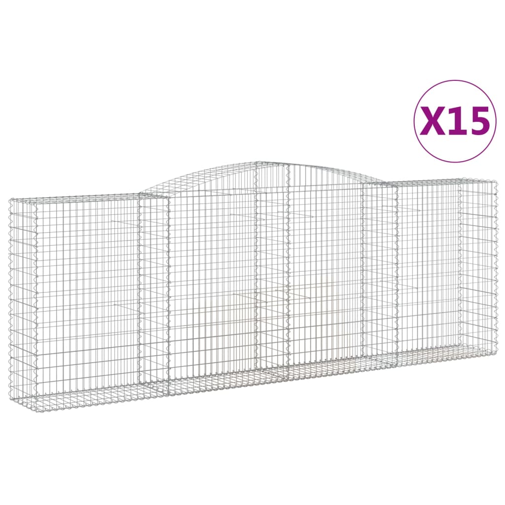 Paniers à gabions arqués 15 pcs 400x50x140/160 cm Fer galvanisé