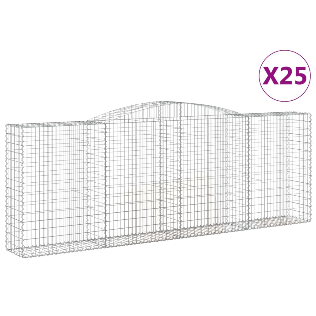 Paniers à gabions arqués 25 pcs 400x50x140/160 cm Fer galvanisé