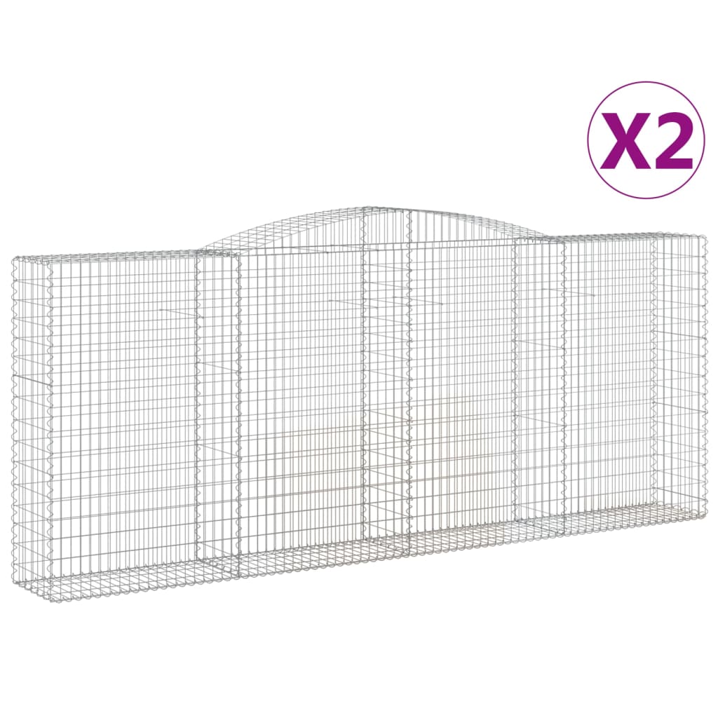 Paniers à gabions arqués 2 pcs 400x50x160/180 cm fer galvanisé