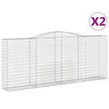 Paniers à gabions arqués 2 pcs 400x50x160/180 cm fer galvanisé