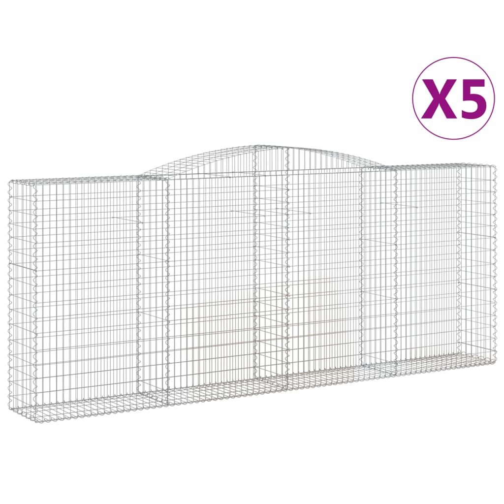 Paniers à gabions arqués 5 pcs 400x50x160/180 cm fer galvanisé