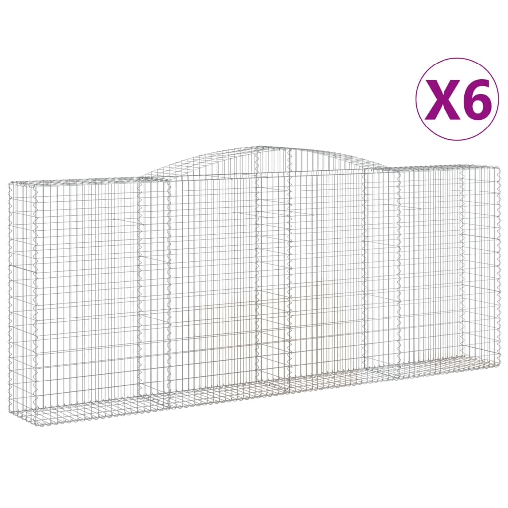 Paniers à gabions arqués 6 pcs 400x50x160/180 cm fer galvanisé