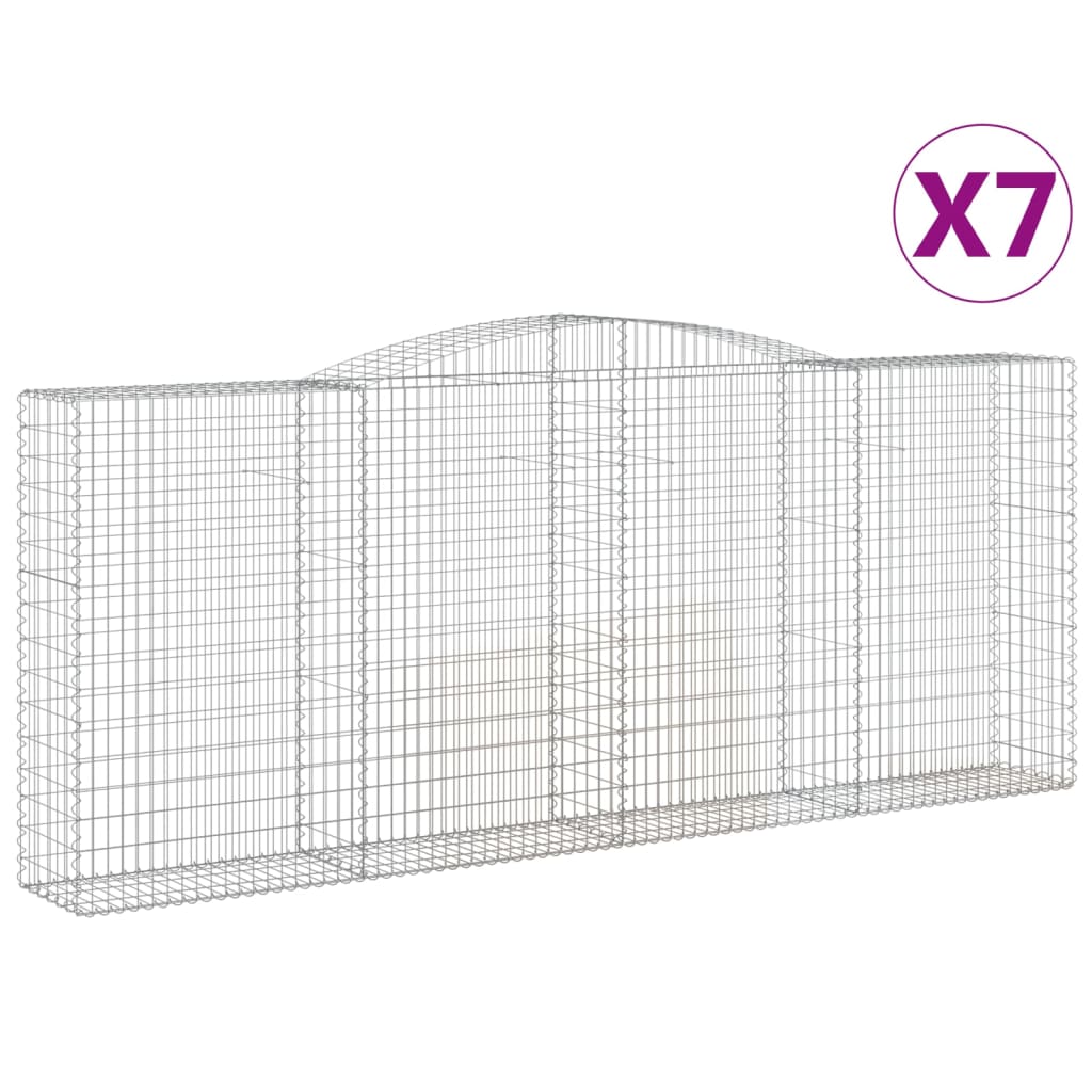 Paniers à gabions arqués 7 pcs 400x50x160/180 cm fer galvanisé