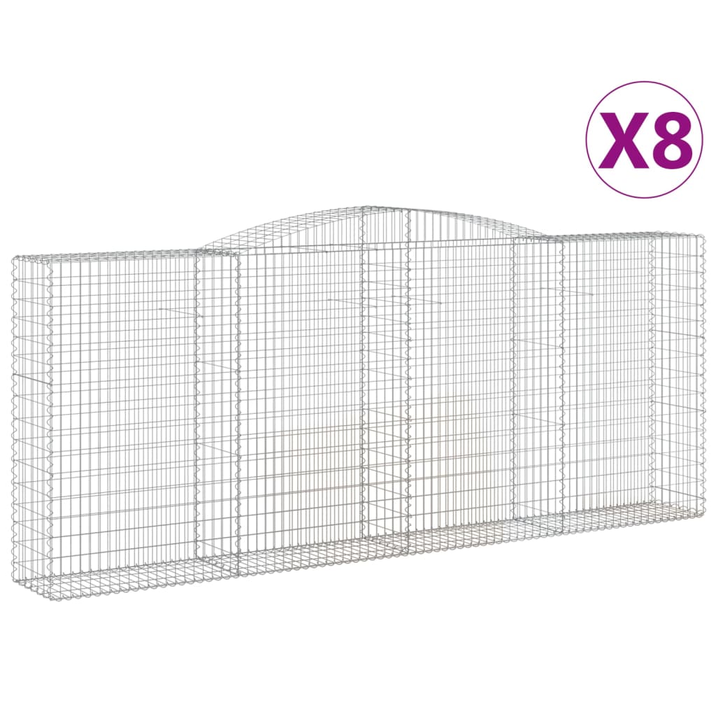 Paniers à gabions arqués 8 pcs 400x50x160/180 cm fer galvanisé