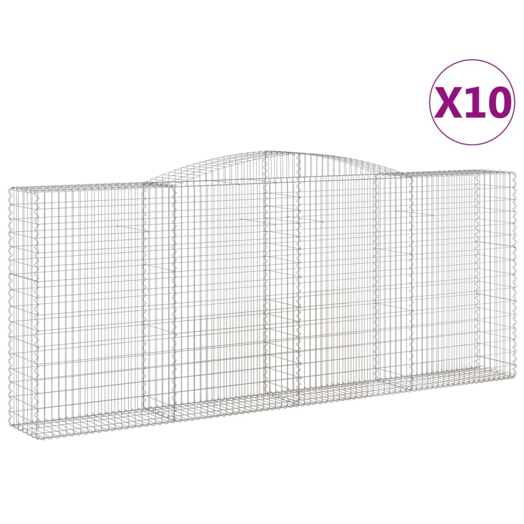 Paniers à gabions arqués 10 pcs 400x50x160/180 cm fer galvanisé