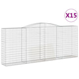 Paniers à gabions arqués 15 pcs 400x50x160/180 cm fer galvanisé