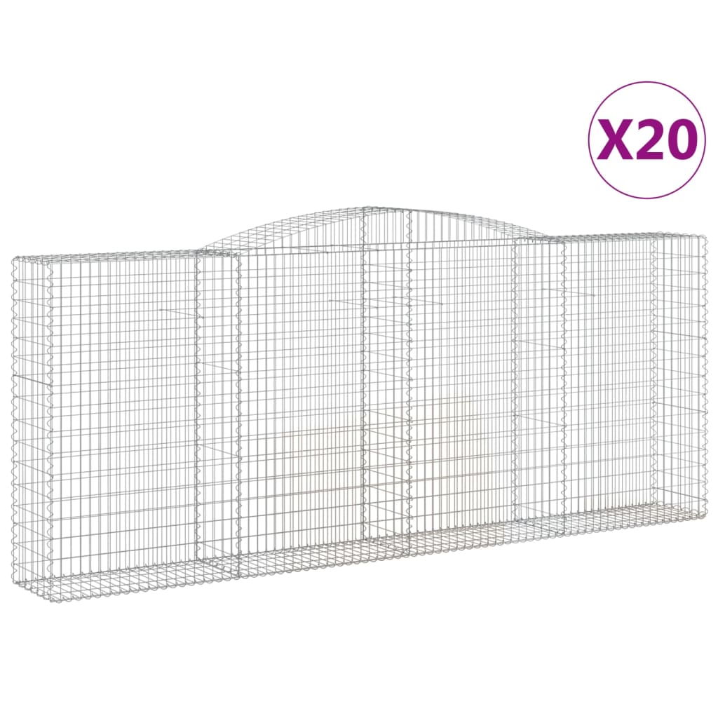 Paniers à gabions arqués 20 pcs 400x50x160/180 cm fer galvanisé