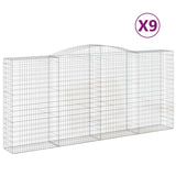 Paniers à gabions arqués 9 pcs 400x50x180/200 cm Fer galvanisé