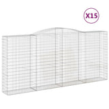 Paniers à gabions arqués 15 pcs 400x50x180/200 cm Fer galvanisé