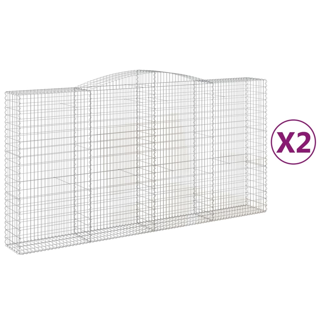 Paniers à gabions arqués 2 pcs 400x50x200/220 cm Fer galvanisé