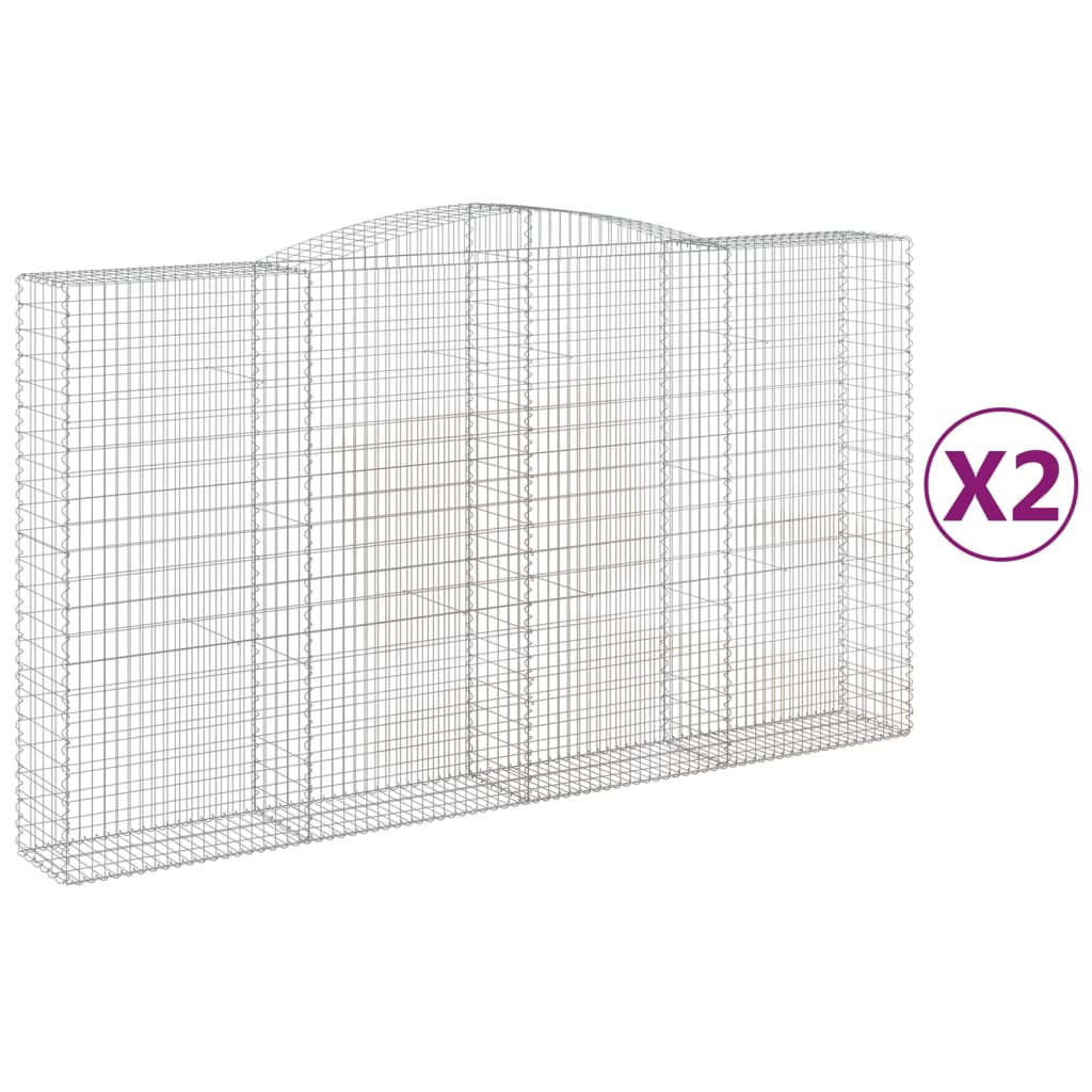 Paniers à gabions arqués 2 pcs 400x50x220/240 cm Fer galvanisé