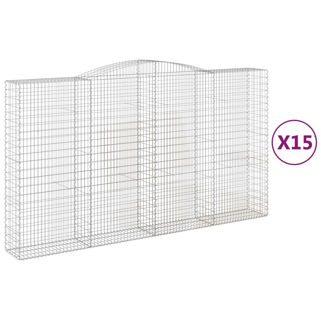 Paniers à gabions arqués 15 pcs 400x50x220/240 cm Fer galvanisé