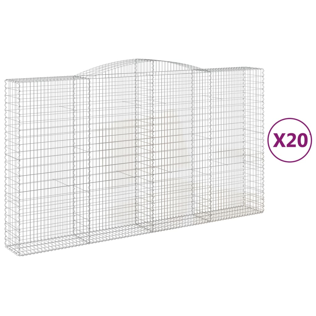 Paniers à gabions arqués 20 pcs 400x50x220/240 cm Fer galvanisé