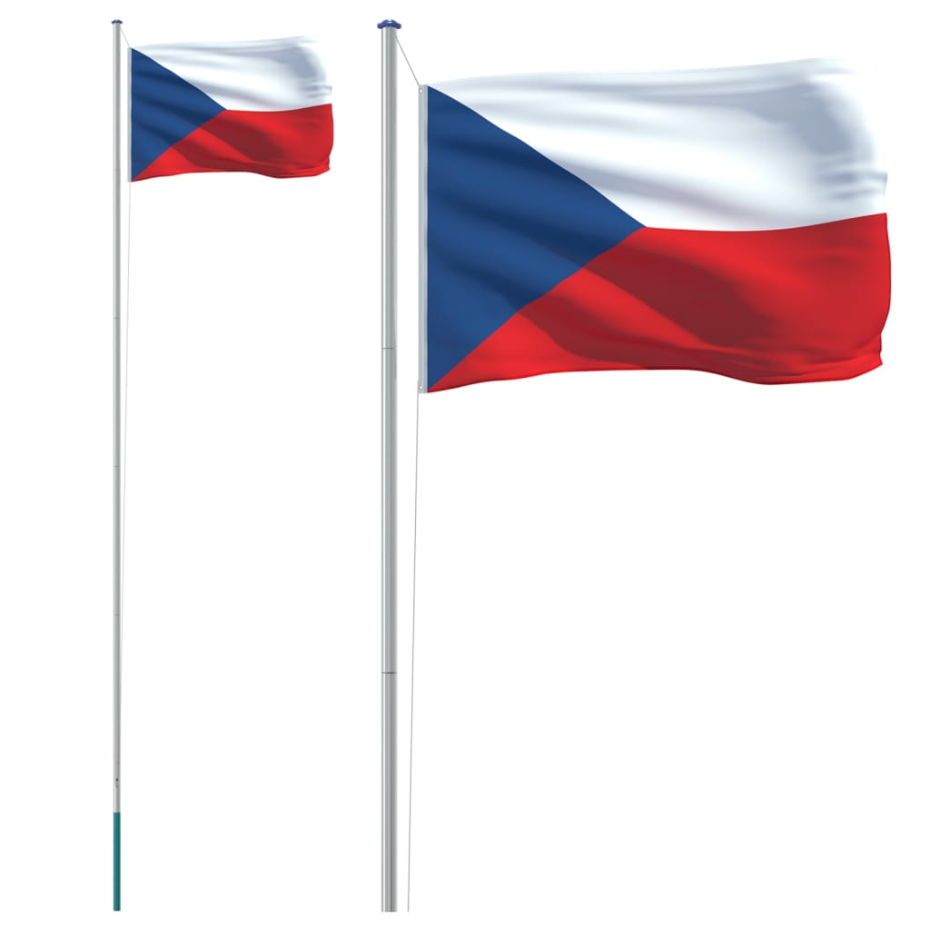 Czech flag and pole 6.23 m Aluminum