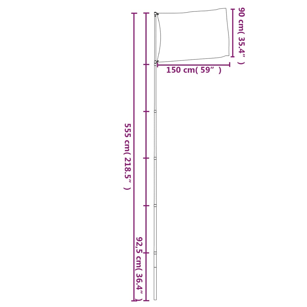 Netherlands Flag and Pole 5.55m Aluminum