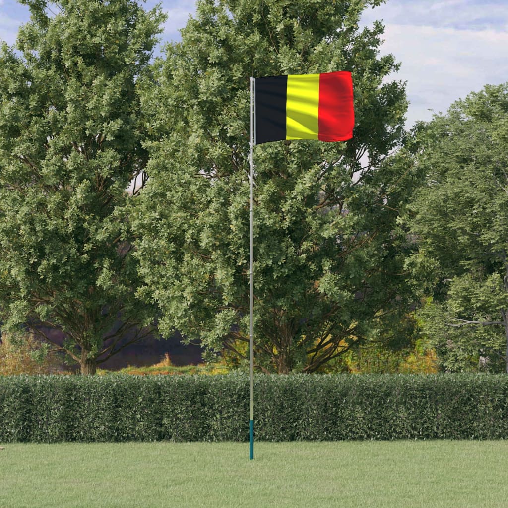 Drapeau de la Belgique et mât 5,55 m Aluminium